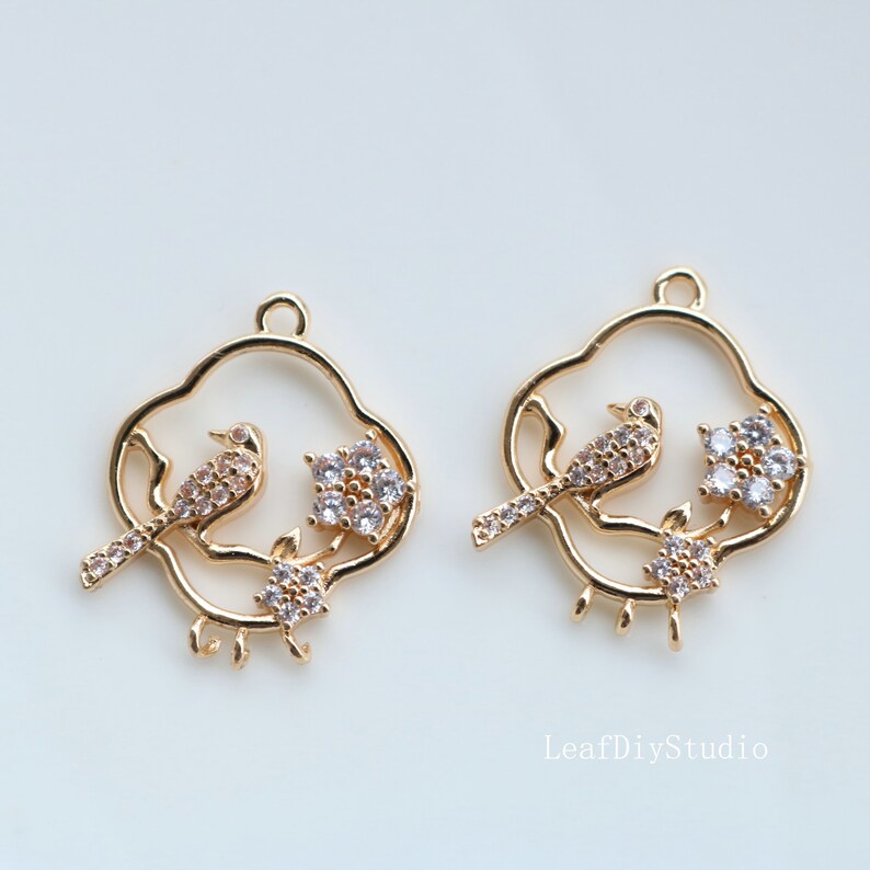 10pcs birds CZ Pave Charm, clover zircon Charm Pendant, moon crystal Pave Charm, Flowers Jewelry Making Supplies, wholesale prices