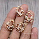 10pcs Hollow teardrop CZ Pave Charm, three flowers zircon Charm Pendant, crystal Pave Charm, wholesale prices, High Quality