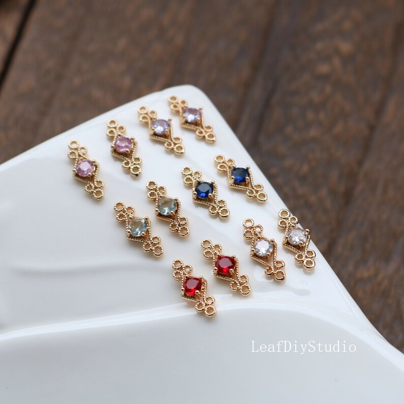 10pcs cz pave Leaves charm, 6x16mm crystal Connector, bracelet necklace pendant,pave charm, DIY Jewelry Supply