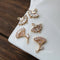 10PCS Apricot Leaf Zirconia Flower Butterfly pendant Charm, fan CZ Pave Flower Pendant, DIY Jewelry Supply