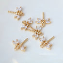 10pcs Real Gold Plated dragonfly Charms, dragonfly Zircon Pendant, Tiny dragonfly Pendant, diy Rhinestone Bow Pendant