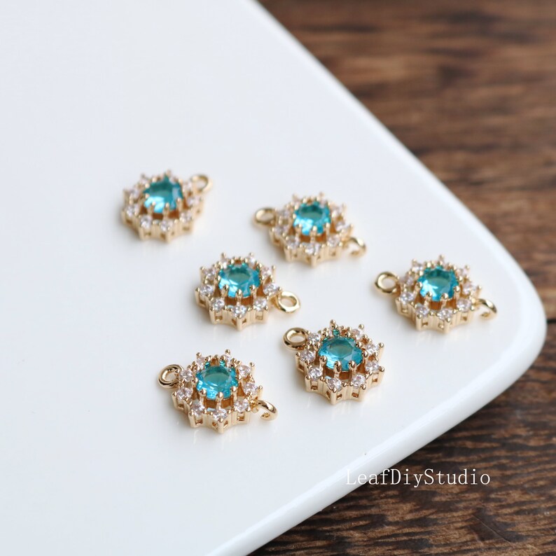 10pcs CZ Pave Diamond Connector charm, 11mm bracelet necklace pendant, 8 color pave charm,gold plated over brass