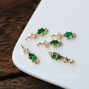 10pcs Teardrop CZ Pave Diamond Connector charm, zircon flower charm 5x17mm, 6 color pave charm, gold plated over brass