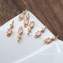 10pcs Teardrop CZ Pave Diamond Connector charm, zircon flower charm 5x17mm, 6 color pave charm, gold plated over brass