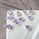 10pcs Purple Frame Glass Charm, Teardrop Purple Glass Pendant, Birthstone Charm, Tiny Gemstone Charm, Material Craft Supplies