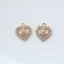 10pcs Heart-shaped CZ Pave Stamen Charm, Zircon Heart Pendant, Heart Charm, 15*17mm DIY Jewelry Making,Material Craft Supplies
