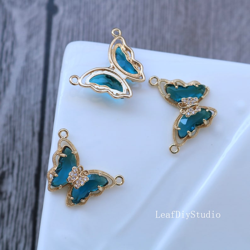 10pcs Butterfly CZ Pave leaf Charm, Butterfly Zircon Pendant, 12*14mm Butterfly Charm, DIY Jewelry Making