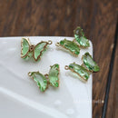 10pcs Butterfly Clear Faceted Set Stones, 12 colors Butterfly rystal Faceted Glass Connectors, CZ Pave Craft Supplies, DIY Finding
