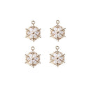 10PCS Gold Plated Cubic Zirconia Snowflake Charms, CZ Pave Flower Pendant, Rhinestone Charm, diy Jewelry Making