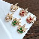 10pcs Heart crown zircon Charm pendant, 17x18mm Zircon Charm, crown CZ Pave Pendant Charm, DIY Finding Jewelry Making