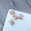 10pcs Four petal flower grass CZ Pave Charm, Clear Zircon Connector, 7.7*10mm Gemstone Charm,Jewelry Making, Material Craft Supplies