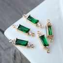 10pcs Long strip grass CZ Pave Charm, Clear Zircon Connector, 6*21.5mm Gemstone Charm,Jewelry Making, Material Craft Supplies