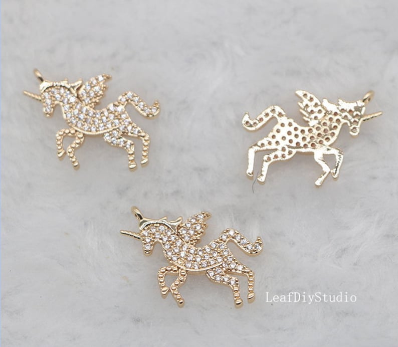 10pcs CZ Pave unicorn Charm, 21x15.5mm Zircon unicorn Pendant, Jewelry Making, unicorn Material Craft Supplies
