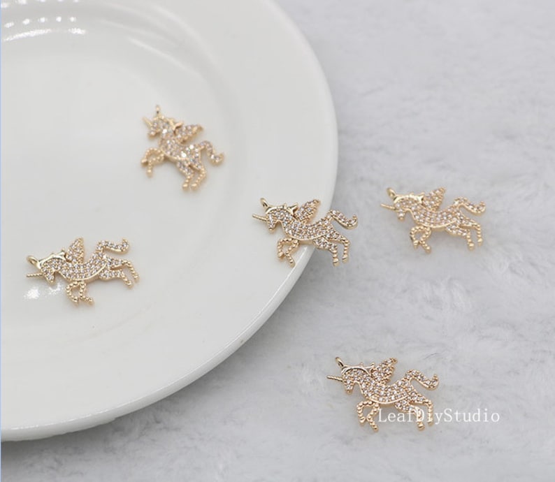 10pcs CZ Pave unicorn Charm, 21x15.5mm Zircon unicorn Pendant, Jewelry Making, unicorn Material Craft Supplies