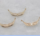 10pcs CZ Pave feather Charm, 31x14mm Zircon Pendant, feather Jewelry Making, feather Material Craft Supplies