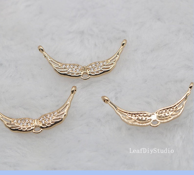 10pcs CZ Pave feather Charm, 31x14mm Zircon Pendant, feather Jewelry Making, feather Material Craft Supplies