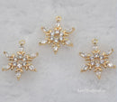 10pcs cz pave Snowflake charm, bracelet necklace pendant, pave Snowflake charm Pendant, gold plated over brass