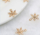 10pcs Snow CZ Pave Charm, 10mm CZ Zircon Snow Pendant Charm, Jewelry Making, Material Craft Supplies