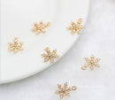 10pcs Snow CZ Pave Charm, 10mm CZ Zircon Snow Pendant Charm, Jewelry Making, Material Craft Supplies