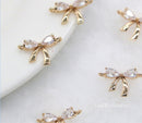 10pcs CZ Pave Bowknot Charm, 10x14mm Bowknot Zircon Connector Pendant, Jewelry Making, Material Craft Supplies