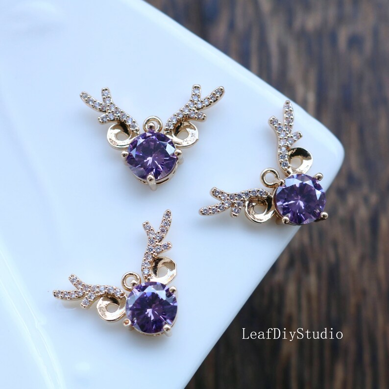 10pcs antlers zircon Charm pendant Zircon Charm CZ Pave Pendant Charm, DIY necklace pendant Jewelry Making,wholesale prices