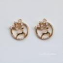 10pcs Sika deer CZ Pave Charm, 16mm zircon Charm Pendant, deer crystal Pave Charm, Jewelry Making Supplies