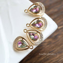 10pcs Gradient Two color Teardrop CZ Pave Charm, Teardrop zircon Charm Pendant, Pave Charm, 15x22mm Teardrop Jewelry Making Supplies
