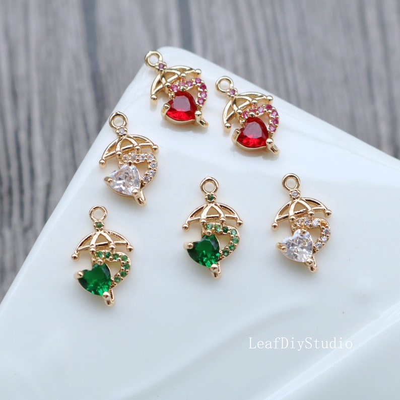 10pcs Heart CZ Pave Connecto Pendant , Heart zircon Charm Pendant, 10x16mm crystal CZ zircon Pendant , Diy Jewelry Making Supplies