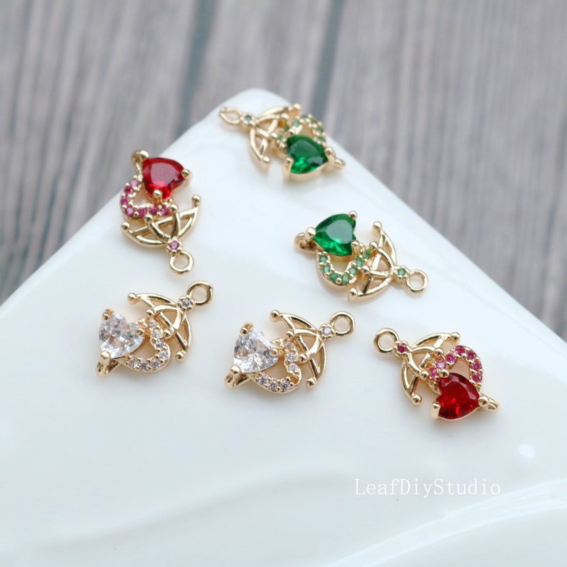 10pcs Heart CZ Pave Connecto Pendant , Heart zircon Charm Pendant, 10x16mm crystal CZ zircon Pendant , Diy Jewelry Making Supplies