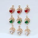 10pcs Heart CZ Pave Connecto Pendant , Heart zircon Charm Pendant, 10x16mm crystal CZ zircon Pendant , Diy Jewelry Making Supplies