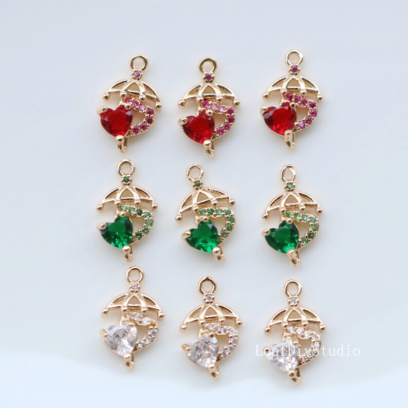 10pcs Heart CZ Pave Connecto Pendant , Heart zircon Charm Pendant, 10x16mm crystal CZ zircon Pendant , Diy Jewelry Making Supplies