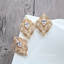 4pcs CZ Pave Charm, Diamond Zircon Connector, 29x42mm Clear Gemstone Charm, Jewelry Making, Material Craft Supplies