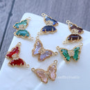 10pcs Butterfly CZ Pave leaf Charm, Butterfly Zircon Pendant, 12*14mm Butterfly Charm, DIY Jewelry Making