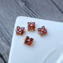 10pcs Four petal flower grass CZ Pave Charm, Clear Zircon Connector, 7.7*10mm Gemstone Charm,Jewelry Making, Material Craft Supplies