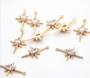 10pcs Polaris 21x12mm CZ Pave Charm, CZ Zircon Polaris Pendant, Zircon Jewelry Making, Zircon Polaris Material Craft Supplies
