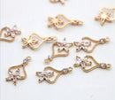 10pcs Flower pendant CZ Pave Charm, CZ Zircon 14x10mm Pendant, Zircon Jewelry Making, Flower Zircon Material Craft Supplies