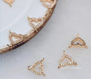 10pcs Heart CZ Pave Pendant Charm, Zircon Three Connector, Gemstone Charm, Jewelry Making, Material Craft Supplies