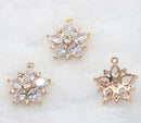 10pcs Five petal flower CZ Pave Charm, 18mm CZ Zircon flowers Pendant Charm, Jewelry Making, Material Craft Supplies