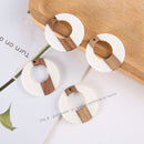 4pcs Epoxy Resin Pendants, Semi Translucent White Resin Findings, Wood and Resin Pendant, Color Blocked, Large Round Charm