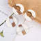 4pcs Epoxy Resin Pendants, Semi Translucent White Resin Findings, Wood and Resin Pendant, Color Blocked, Large Round Charm
