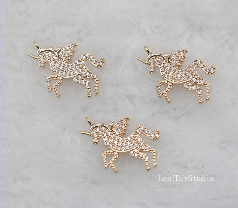 10pcs CZ Pave unicorn Charm, 21x15.5mm Zircon unicorn Pendant, Jewelry Making, unicorn Material Craft Supplies