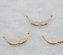 10pcs CZ Pave feather Charm, 31x14mm Zircon Pendant, feather Jewelry Making, feather Material Craft Supplies