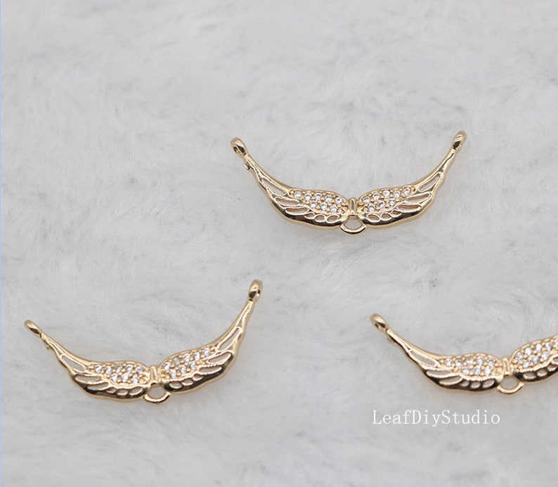 10pcs CZ Pave feather Charm, 31x14mm Zircon Pendant, feather Jewelry Making, feather Material Craft Supplies