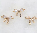 10pcs CZ Pave Bowknot Charm, 10x14mm Bowknot Zircon Connector Pendant, Jewelry Making, Material Craft Supplies