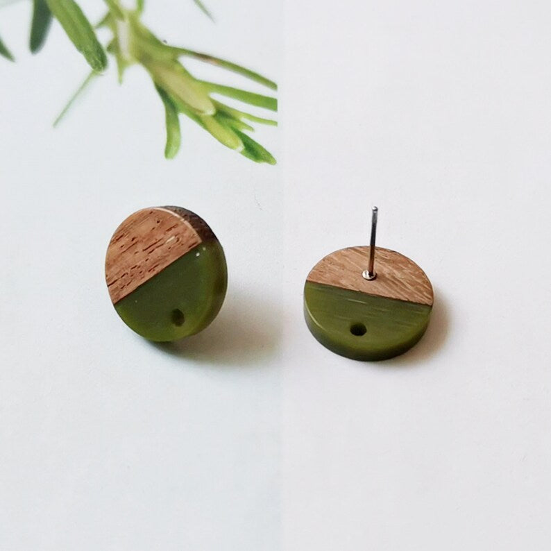 10pcs Round Wood Earrings, Ear Wire, Earrings Post,14mm Wood Earrings Studs,Diy Jewelry Accessories Craft Supplies