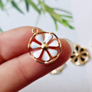 6pcs Enamel daisy Charms Pendant, Enamel Charm, flower charm, floral,plant, Craft Supplies, DIY Finding