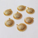 10pcs gold plated sun charm ,cz pave sun charm,rhinestone sun charm,bracelet necklace pendant,sunflower charm,plant,gold plated over brass