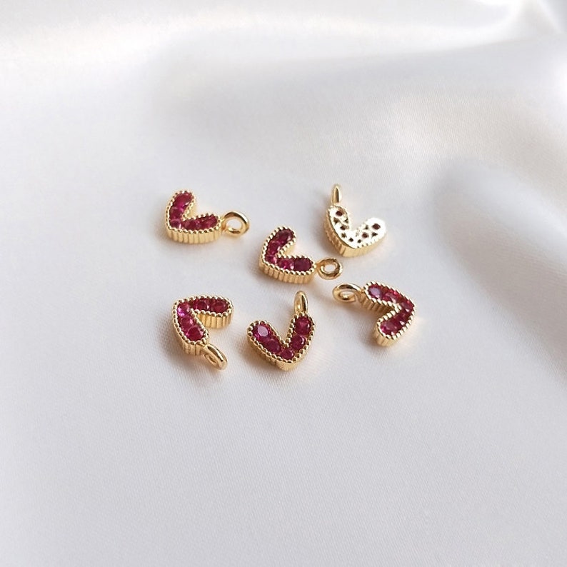 10pcs little love Glass zircon Charm pendant, 7.5mm Zircon Charm, CZ Pave Pendant Charm, earrings bracelet necklace pendant Jewelry Making