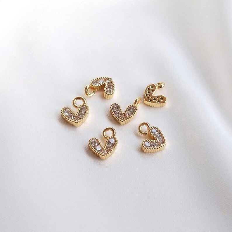 10pcs little love Glass zircon Charm pendant, 7.5mm Zircon Charm, CZ Pave Pendant Charm, earrings bracelet necklace pendant Jewelry Making