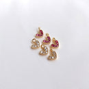 10pcs little love Glass zircon Charm pendant, 7.5mm Zircon Charm, CZ Pave Pendant Charm, earrings bracelet necklace pendant Jewelry Making